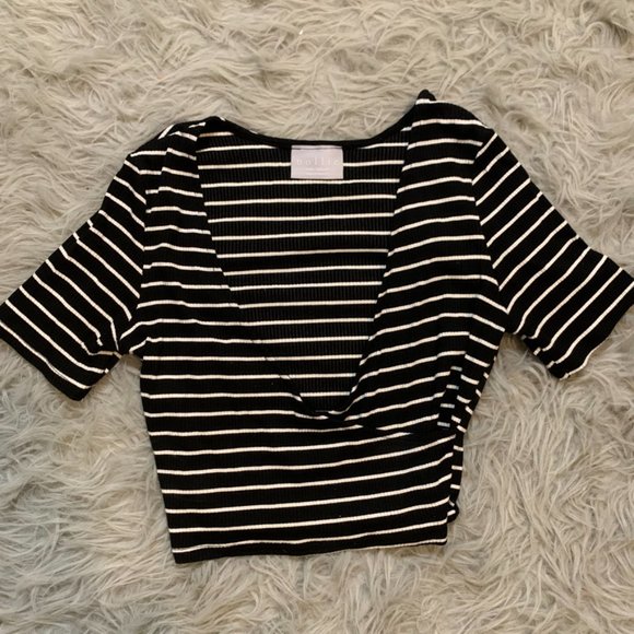 Nollie Black/White Striped Crop Top - Picture 2 of 2